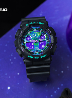 卡西欧海洋之心GA-100BL变色龙手表男学生初高官方官网正品gshock
