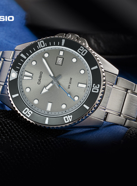 casio卡西欧手表男士商务时尚剑鱼绿水鬼MDV-107D旗舰店官方正品