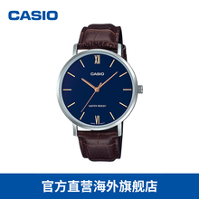 casio/卡西欧 时尚休闲小黑表简约指针商务皮带男表MTP-VT01系列