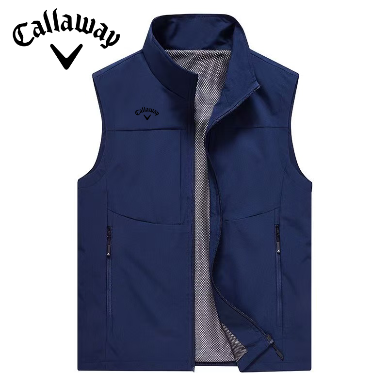 2025新款高尔夫马甲男款户外运动马夹无袖坎肩钓鱼多口袋工装登山
