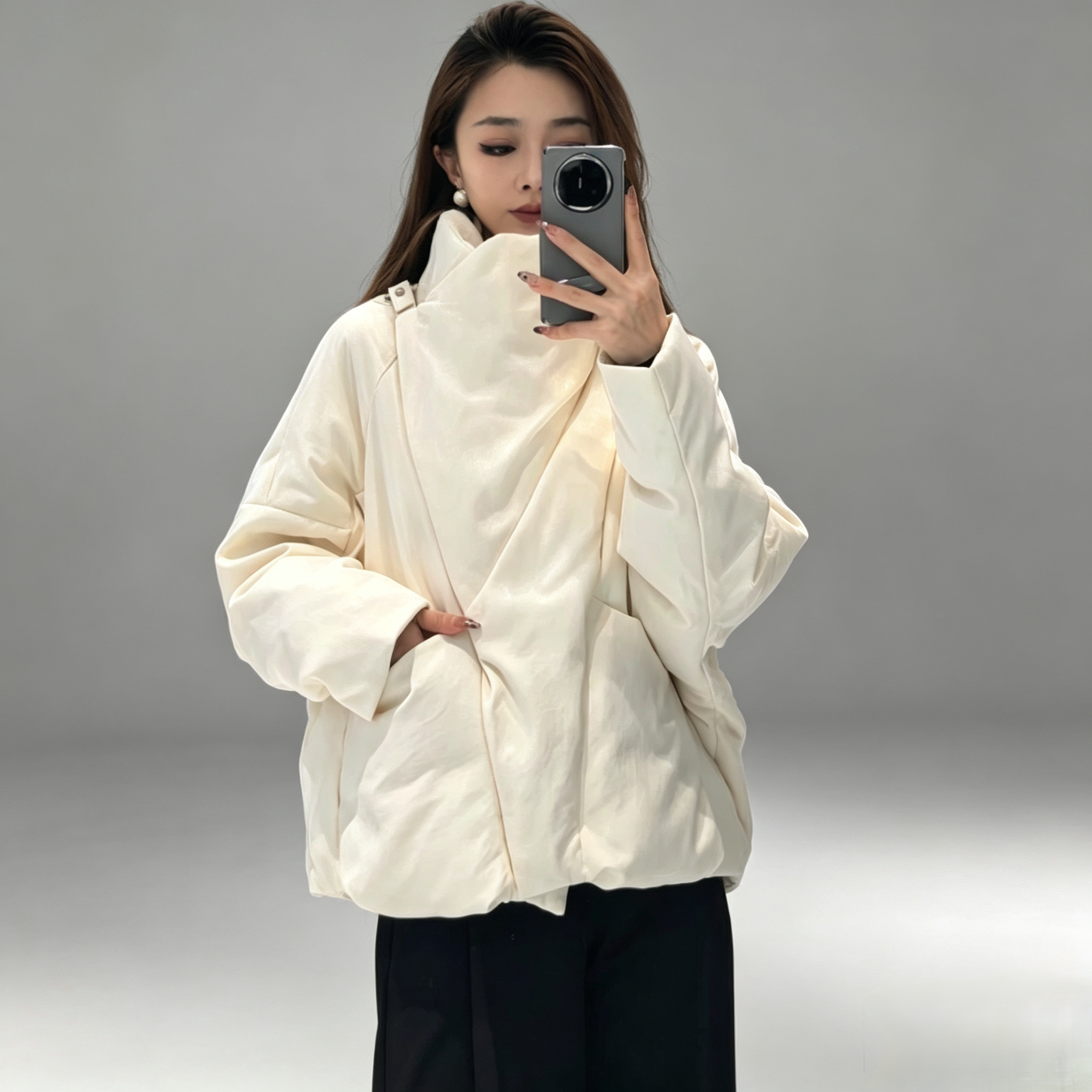 宽松显瘦加厚保暖妈妈装羽绒棉服