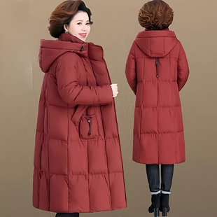 中长款收腰过膝羽绒棉服女2025新款秋冬高端大码加厚宝暖修身外套