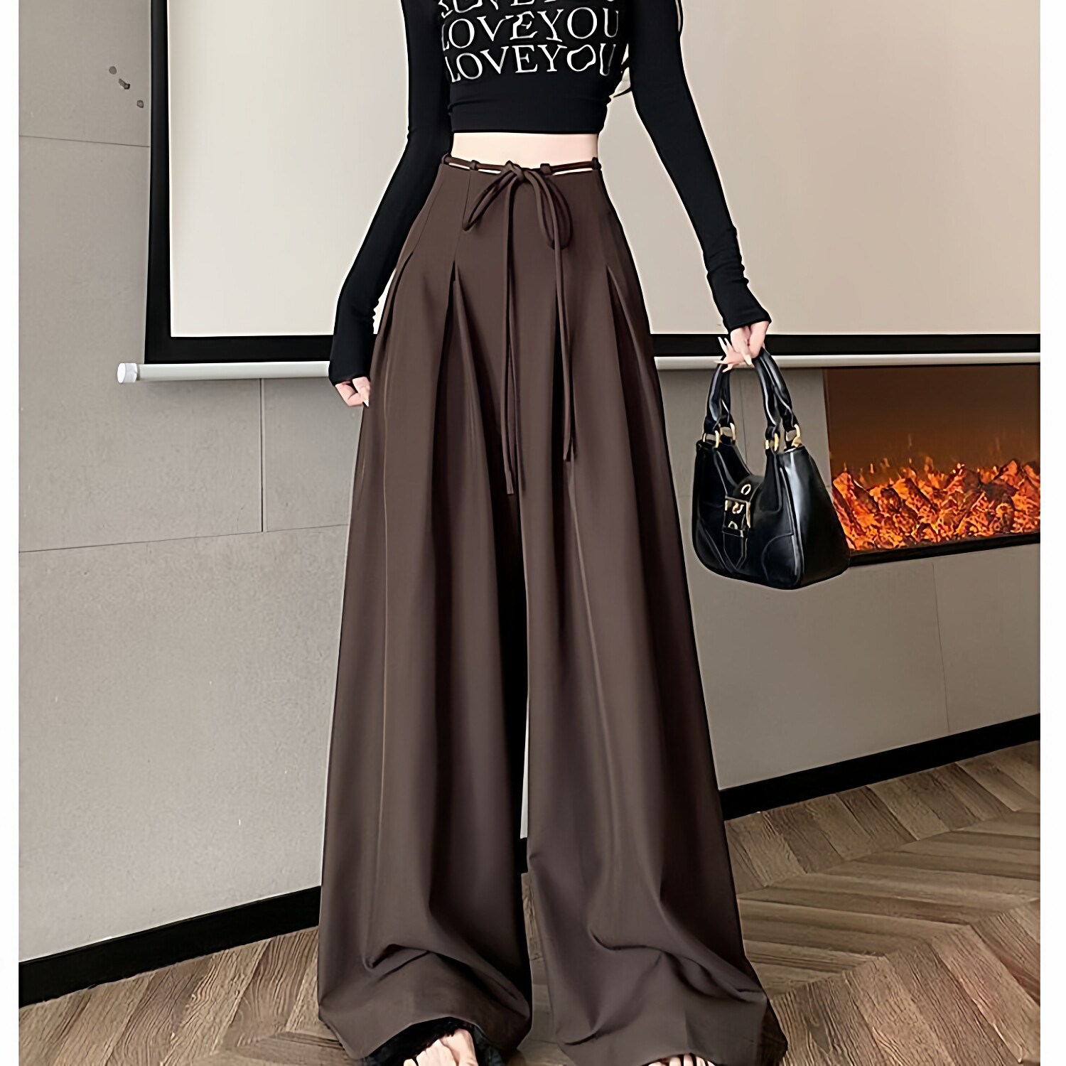 春夏季女装2026高级感西装阔腿裤设计感高腰垂感宽松休闲拖地裤裙