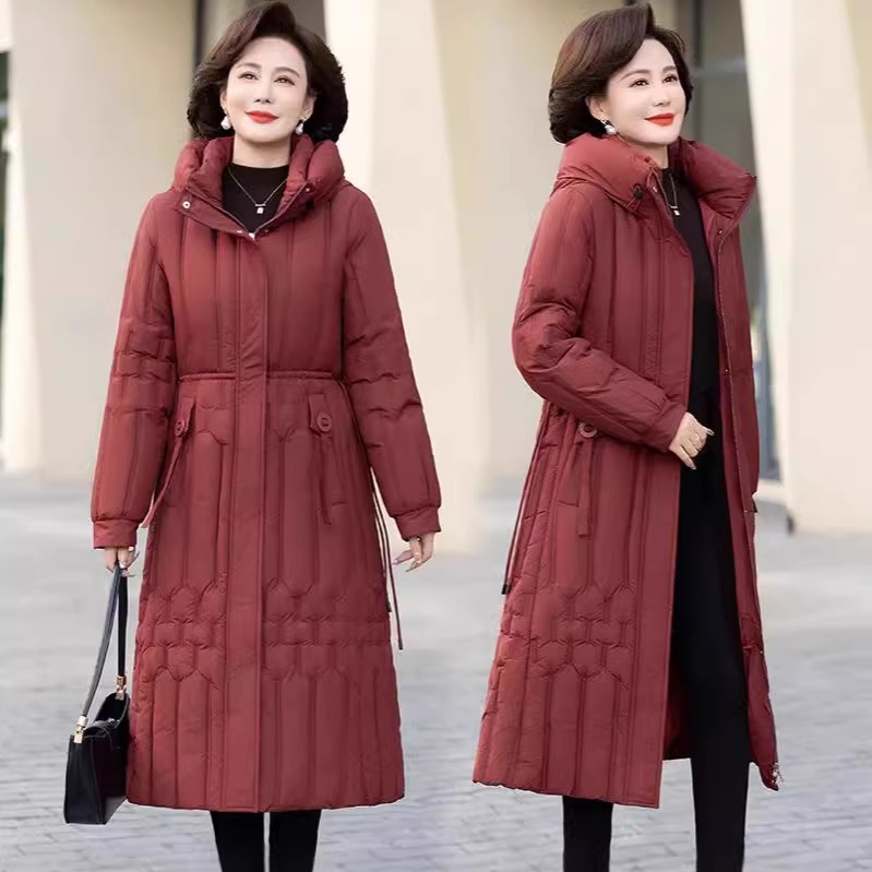 羽绒棉服女2025冬新款高端奢华加厚修身长款过膝保暖妈妈中年外套