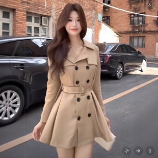 春季外套女2026中长款百搭英伦风衣网红小个子设计感西装炸街上衣