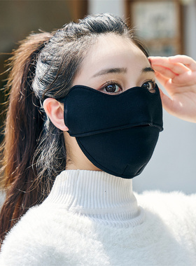 秋冬季口罩女男士加大防风冬天学生保暖防寒透气加厚保暖时尚黑色