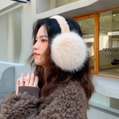 仿狐狸毛光版 折叠耳罩时尚 保暖纯色新款 简约护耳包秋冬防寒冷耳捂