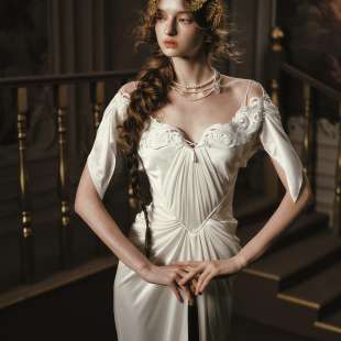 【旗舰店款】LaceMade 剑灵天使 法式宫廷风重工礼服裙白色连衣裙