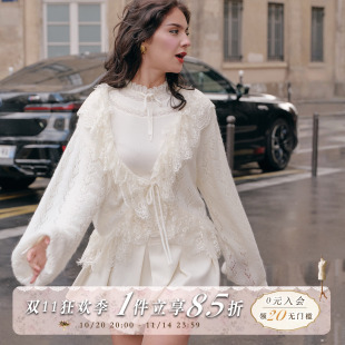 月光手书 百搭针织开衫 法式 新款 白色外套女秋 慵懒风秋装 LaceMade