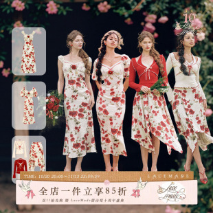 【所有女生的衣橱】LaceMade 玫瑰谷 法式碎花连衣裙上衣半裙