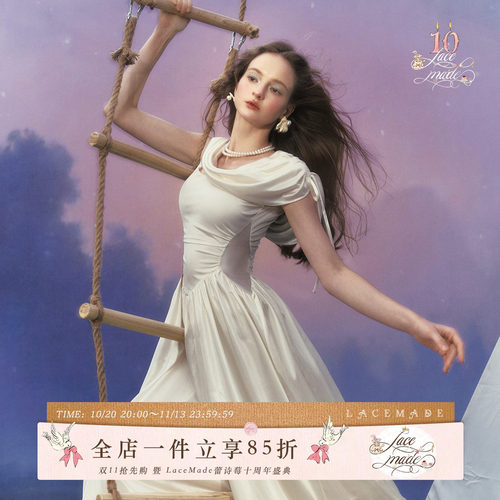 法式设计感缎面小白裙高级感