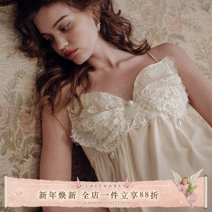 设计感蕾丝吊带长款 法式 连衣裙睡裙居家服女夏 蝶梦初醒 LaceMade
