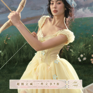 LaceMade 花花射手 法式春日仙女风蓬蓬裙演出服鱼骨收腰生日裙