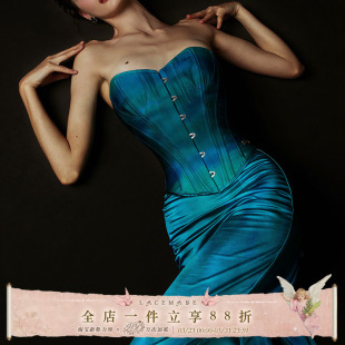 LaceMade 戏服复刻贝母色鱼骨胸衣缎面鱼尾半裙套 圣阿格尼丝之夜
