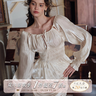 衬衫 LaceMade 复古设计感光感缎面收腰显瘦长袖 法式 通勤 破茧韧生