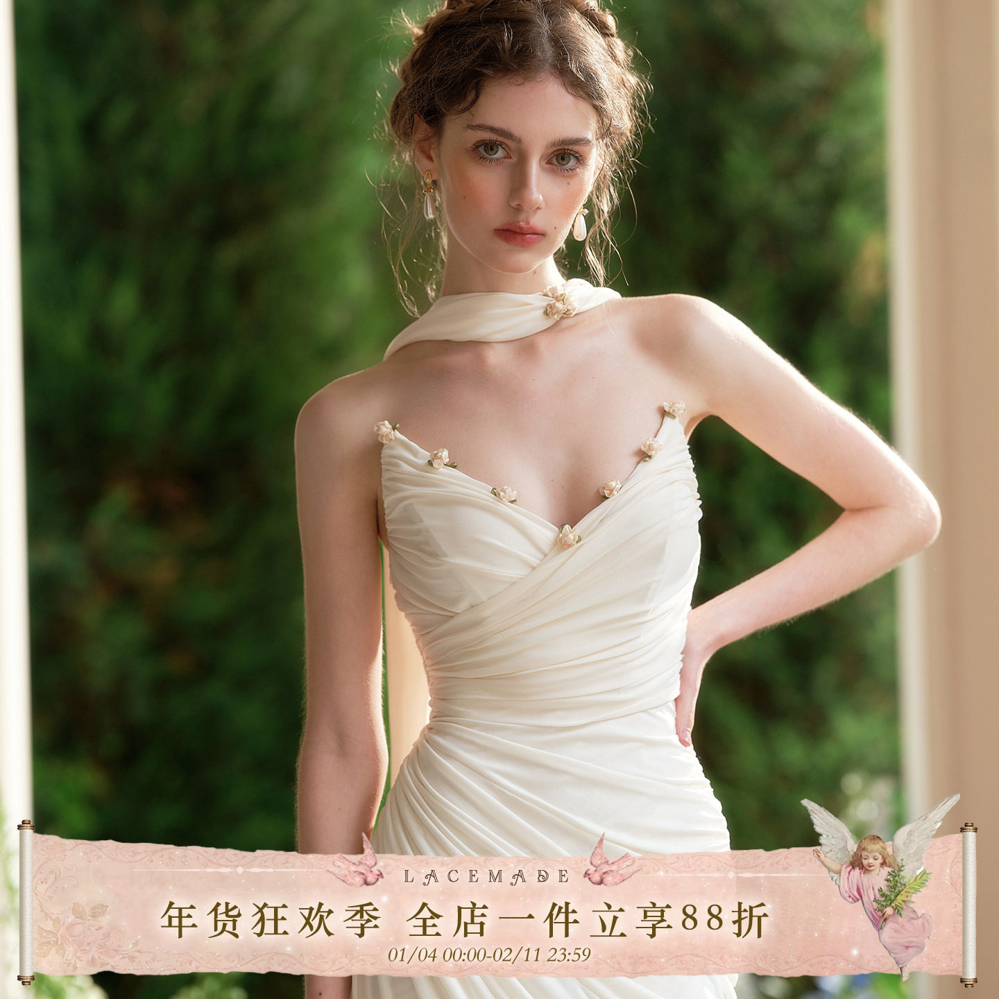 LaceMade 南洋情人 法式浪漫纯白设计感抹胸礼服定制面料小众高级,女装/女士精品,连衣裙,淘宝优惠券,粉丝福利购,淘宝优惠卷