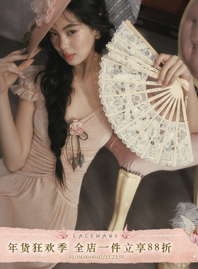 LaceMade 玫瑰名伶 法式田园风弹力针织修身掐腰显瘦长款连衣裙春