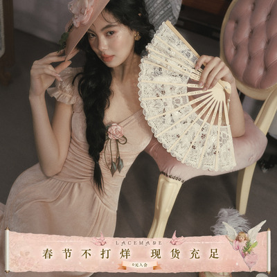 LaceMade 玫瑰名伶 法式田园风弹力针织修身掐腰显瘦长款连衣裙春