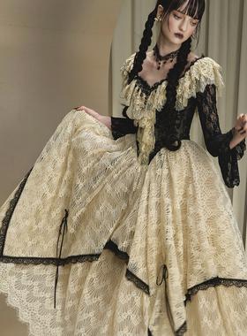 LaceMade 星期三 限时返场法式复古重工收藏款鱼骨收腰连衣裙礼服