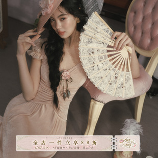 LaceMade 玫瑰名伶 法式田园风弹力针织修身掐腰显瘦长款连衣裙春