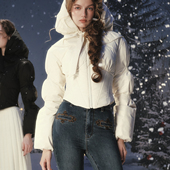 设计感收腰短款 LaceMade 法式 1件过冬 白色羽绒服显瘦冬 小白战士