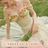 LaceMade 重工鱼骨胸衣上衣纱裙收藏 绿色仙女裙套装 奇妙仙子 法式