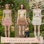 LaceMade 搭配夏日单品 复古风三色镂空叠穿半身裙 千层奶酪 法式
