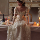 复古宫廷重工收藏蕾丝鱼骨连衣裙轻婚纱礼服 法式 LaceMade 花烛泪