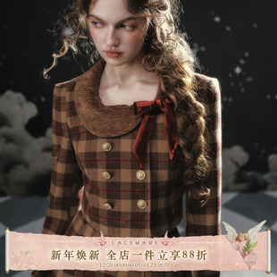 英伦学院风美拉德格子毛呢外套半裙套装 法式 幻梦马戏团 LaceMade