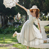 LaceMade 初恋小白裙复古田园腰封假两件鱼骨连衣裙 怦然心动