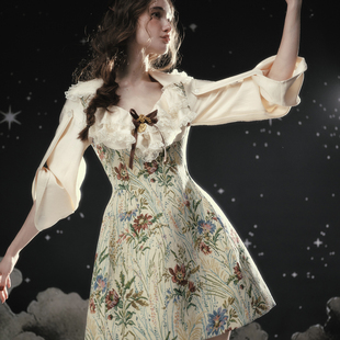 LaceMade 爱丽丝的草木集 法式油画风优雅通勤短款连衣裙小个子冬