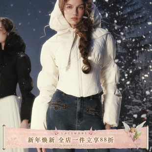 设计感收腰短款 LaceMade 法式 1件过冬 白色羽绒服显瘦冬 小白战士