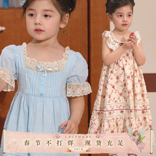 LaceMadeKids 童装合集 女童设计感公主裙法式大童短袖连衣裙女宝