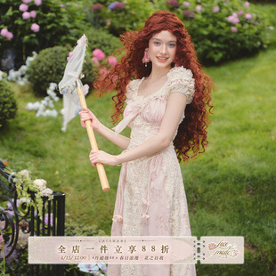 LaceMade 捕蝶少女 法式甜美设计感帝政裙绑带收腰蕾丝连衣裙新款