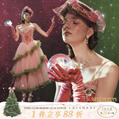 LaceMade 设计感礼服重工蓬蓬裙鱼骨粉色连衣裙长 葡萄格琳达 法式