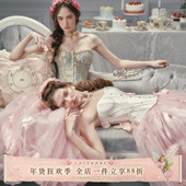 LaceMade 显瘦缎面上衣 设计感抹胸鱼骨胸衣修身 爱情花笺胸衣 法式