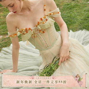 绿色仙女裙套装 法式 重工鱼骨胸衣上衣纱裙收藏 奇妙仙子 LaceMade