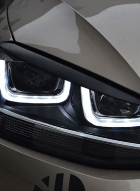 适用大众高尔夫7 高7 Golf 7 前大灯灯眉碳纤维改装配件外饰车贴