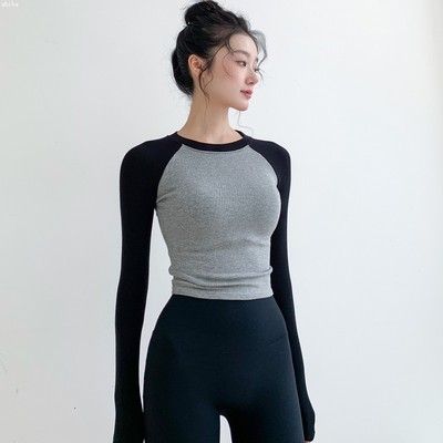 运动上衣女秋冬季跑步速干健身服长袖紧身普拉提训练可外穿瑜伽服