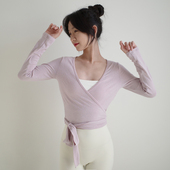 瑜伽服女长袖 显瘦绑带透气外穿运动上衣普拉提训练外搭健身服 修身