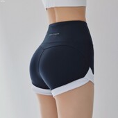 骑行裤 外穿三分裤 女高腰提臀夏速干跑步健身瑜伽裤 拼色运动短裤