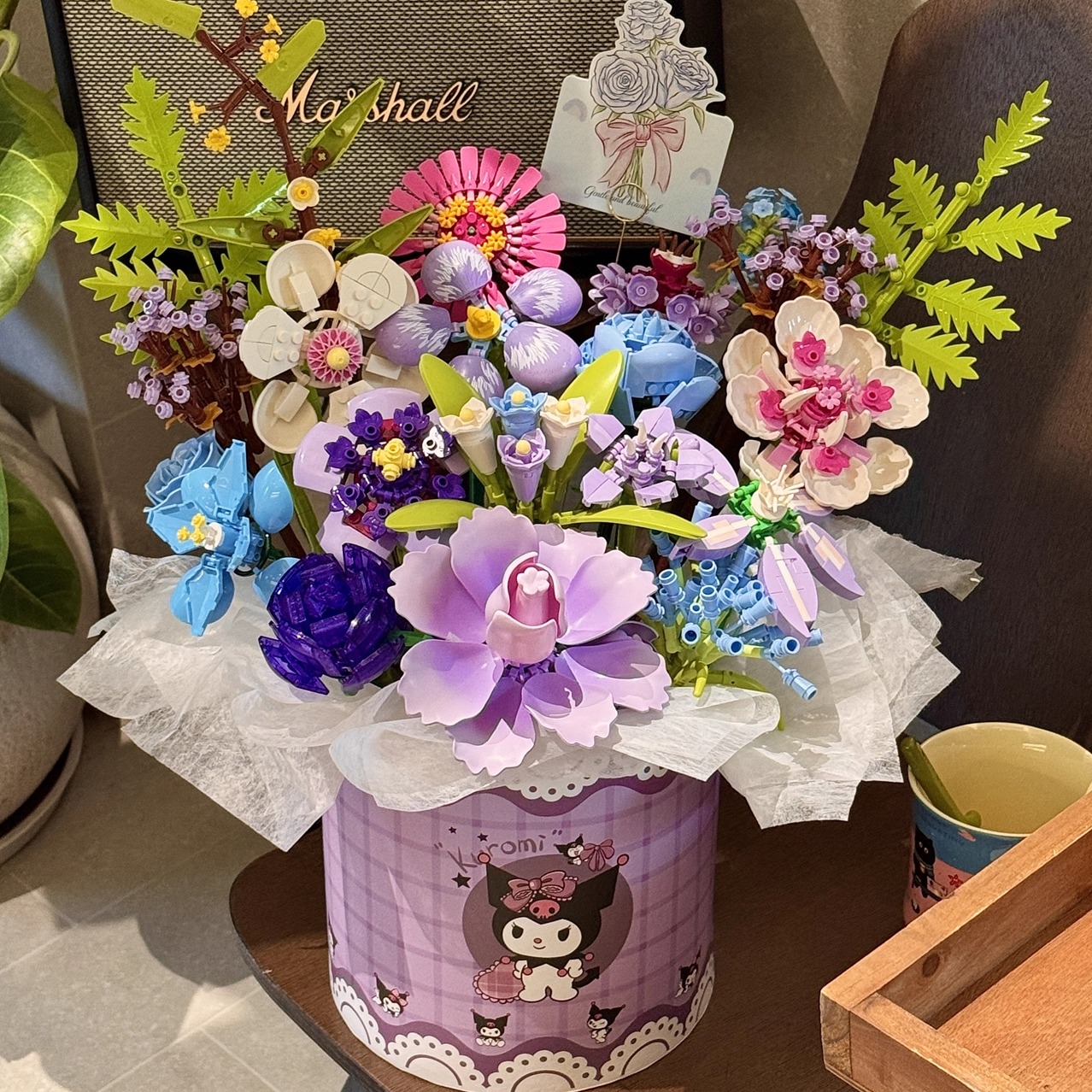 Kitty猫系列积木花束永生花积木拼装花手工DIY适用乐高送闺蜜礼物