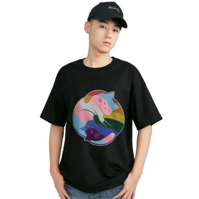 蓝粉白抱团猫猫T恤mtfftm跨性别