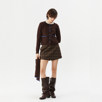 INRM撞色贝壳绣针织开衫春秋