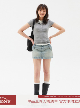 INRM 亨利领假两件短袖 2026新款夏季气质百搭修身显瘦短袖T恤女
