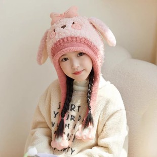 儿童帽子韩版冬季保暖男女童一体围巾包头帽可爱宝宝超萌毛绒护耳