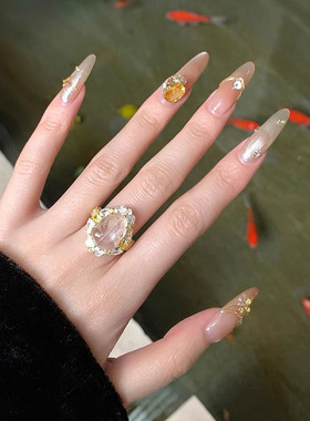 『沫玉貔貅』天然玉髓水沫玉金钱貔貅戒指镶嵌锆石精致冰种指环