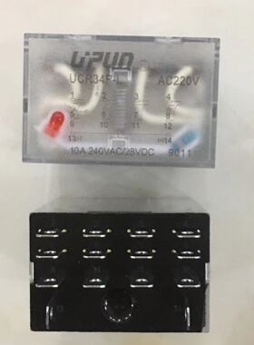 UPUN上海友邦插拔式中间继电器 UCR34P-L DC24V AC220V UCS314X1