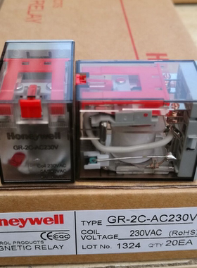 霍尼韦尔中间继电器GR-2C-AC230V 两开两闭AC220V 带灯 带测试杆