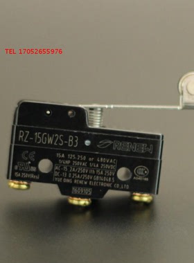 RZ-15GW2S-B3 正品RENEW兰鸟 微动开关长柄带滚轮铜轮限位杠杆型